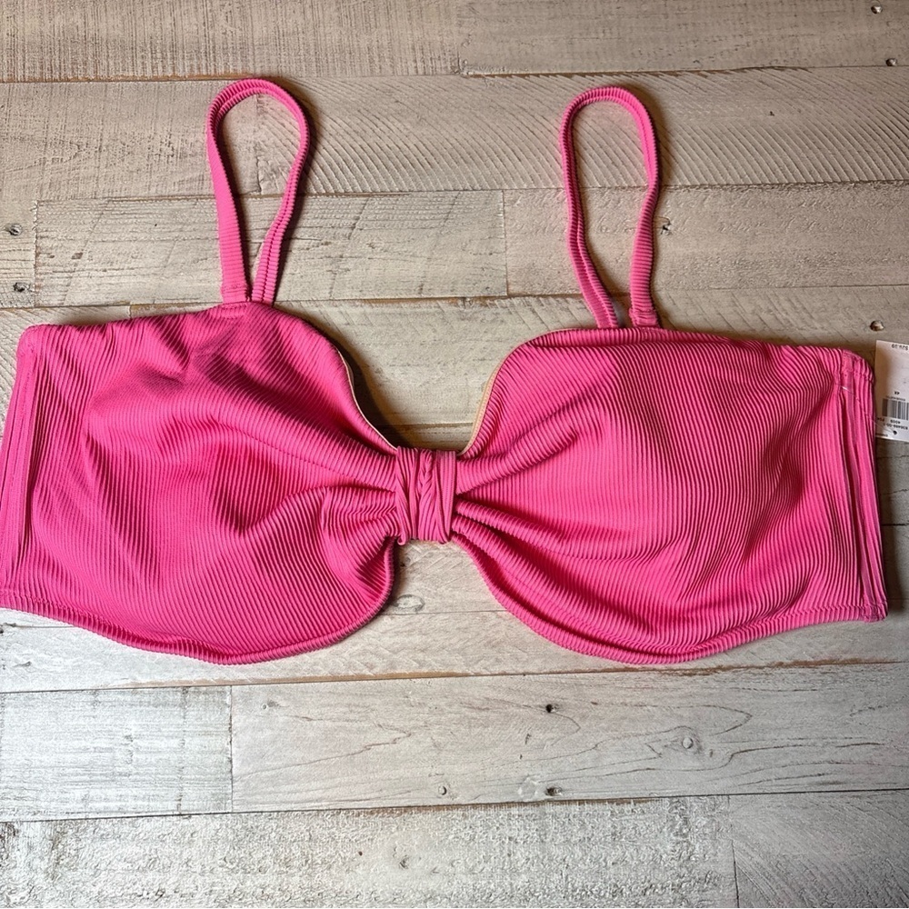 Old Navy Textured-Rib Cinch-Front Bikini Swim Top 4X Pink NWT! - Picture 16 of 16